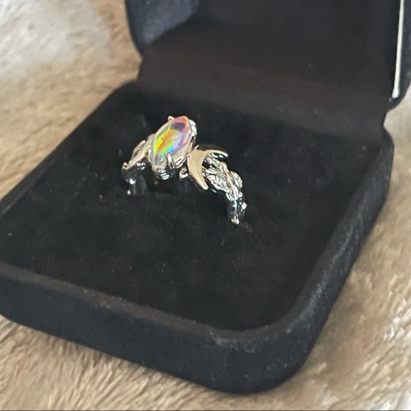 🆕 S925 Sterling Silver Wiccan Pagan Moonstone Triple Goddess Moon Ring - Picture 6 of 17